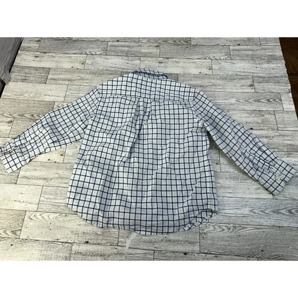 Ralph Lauren Shirt Long Sleeved Button Down White w/ Blue Check Size 24 Months